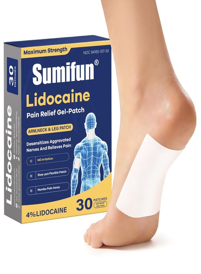 سوميفون لصقات ليدوكايين متوسطة الحجم من سوميفون - لتخفيف التهاب اللفافة الأخمصية، وآلام القدم والرقبة والذراع والمناطق الصغيرة - أقصى قوة متاحة بدون وصفة طبية - تبقى ثابتة في مكانها - Image 1